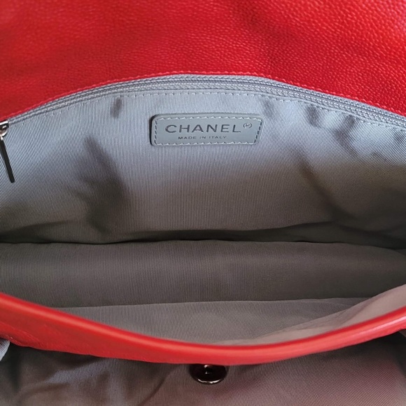 Chanel French Riviera Quilted Large Flap Bag Caviar Red with Gun Metal Hardware - Picture 10 of 17